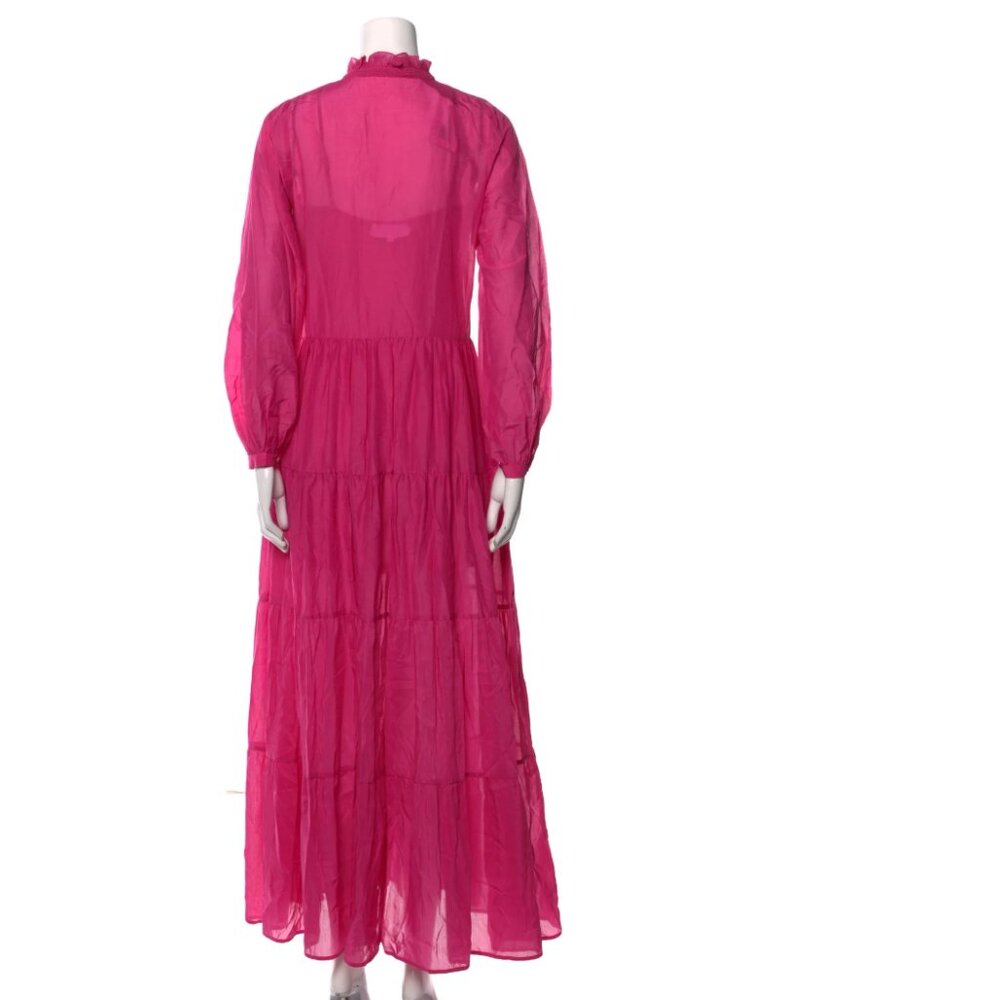BIRD & KNOLL The Willa Tiered Maxi Shirtdress USA XS fit Small to Medium - Picture 3 of 9